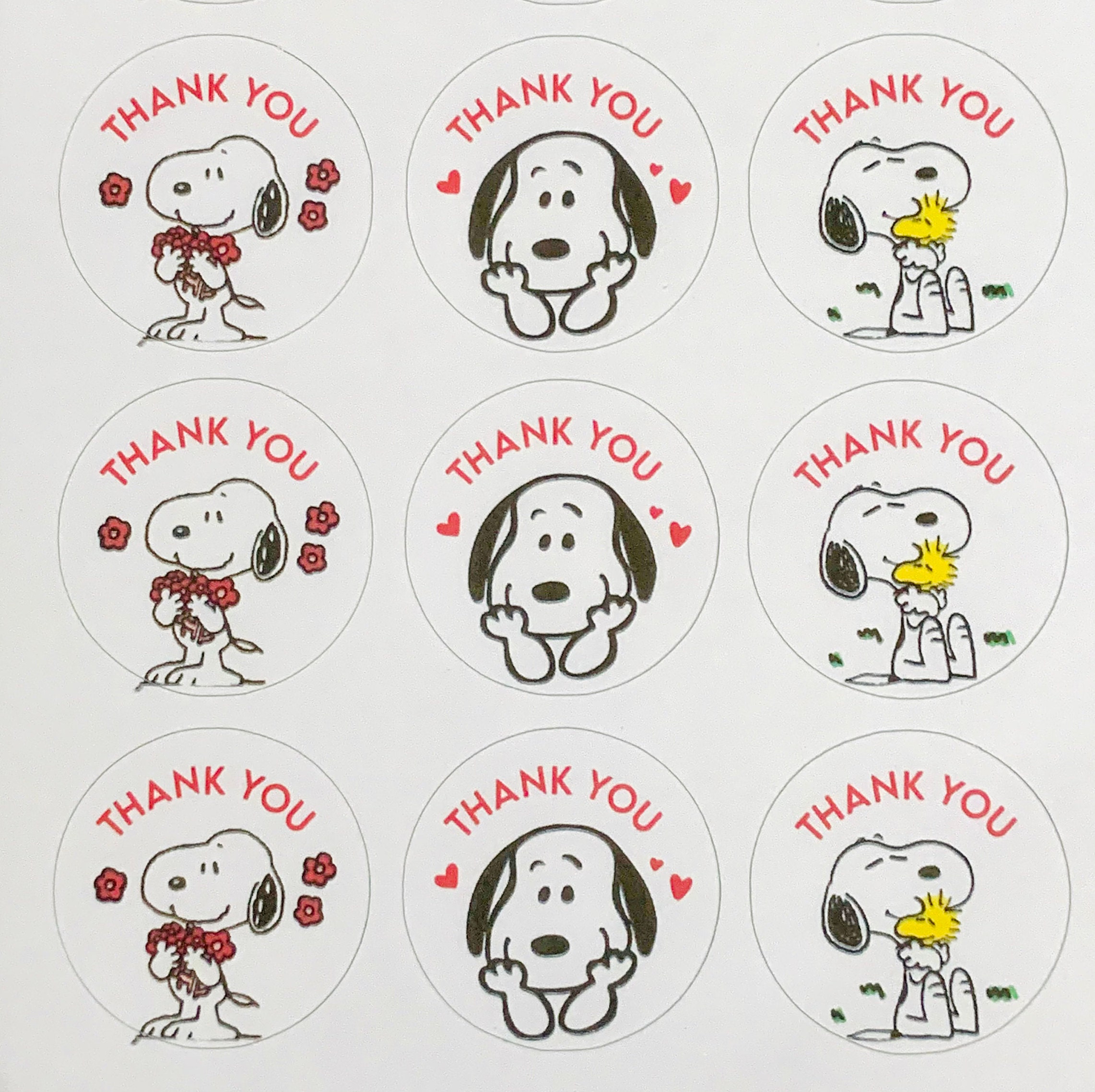 Snoopy Thank You Stickers 96 Ct | Etsy