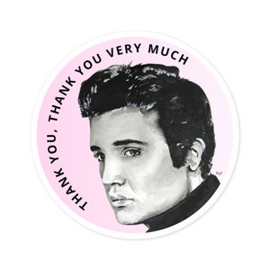 Pegatina de agradecimiento con Elvis "Gracias, muchas gracias"