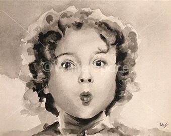 REPRINT / Original Shirley Temple painting (watercolor)