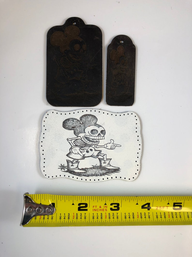 Leather Luggage Tag Leather Zipper Pull Laser Engraved Leather Tag Leather Keychain Leather Charm Leather Tag -Mouse