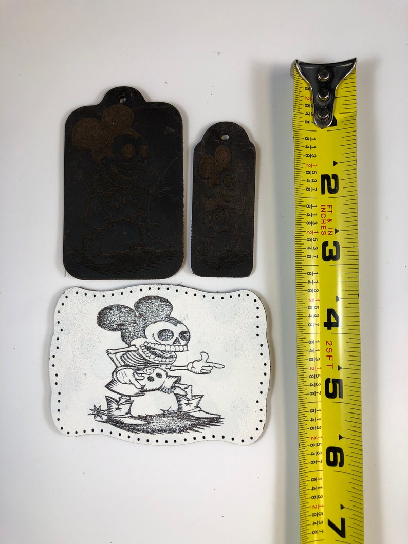 Leather Luggage Tag Leather Zipper Pull Laser Engraved Leather Tag Leather Keychain Leather Charm Leather Tag -Mouse
