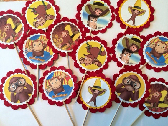 12 Curious George Birthday Decor Curious George Party Favors Etsy