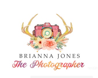 Camera Logo, Rainbow Logo, Floral Logo Design, Antler Logo, Deer Logo, Deer Camera, Choose Font, Retire it Logo, One of a kind, Custom logo