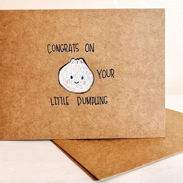 Congrats on your little dumpling pun punny cute greeting card baby shower card pregnancy card mom-to-be card