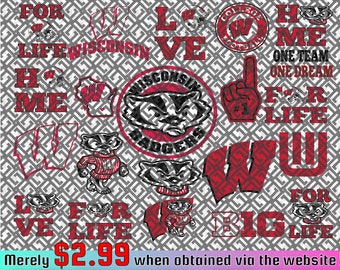 Wisconsin-Badgers Team Bundle Svg, N-C-A-A Squadre in formato SVG, N-C-A-A Svg, Png, Dxf, Eps, Download istantaneo