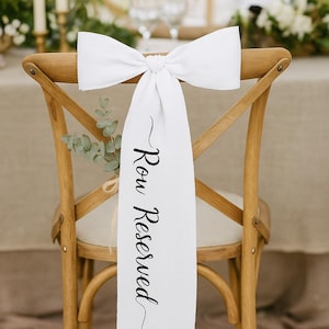 Personalized Wedding Chair Seating Ribbon, Personalized COTTON Ribbon Seating Tag, Wedding Chair Decor Name Place Tag, Memorial wedding sign