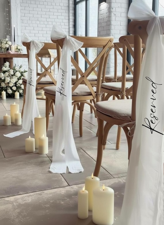 Personalized Wedding Chair Seating Ribbon, Personalized COTTON Ribbon Seating Tags, Reserved Seating Tags Wedding Chair Decor Name Place Tag