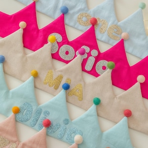 Corona ricamata a mano per compleanni di bambini e neonati, ricordo personalizzato per il primo compleanno e occasioni speciali