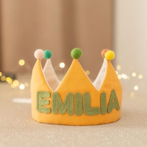 Corona ricamata a mano per compleanni di bambini e neonati, ricordo personalizzato per il primo compleanno e occasioni speciali