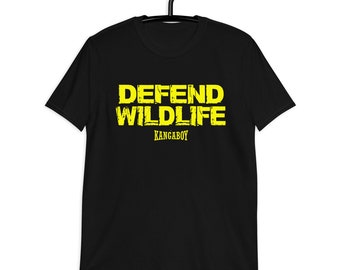 New DEFEND WILDLIFE Kangaboy Unisex T-Shirt - Wildlife Carer Charity T-shirt - Wildlife Lover T-shirt - Animal Lover T-shirt - Vegan T-shirt