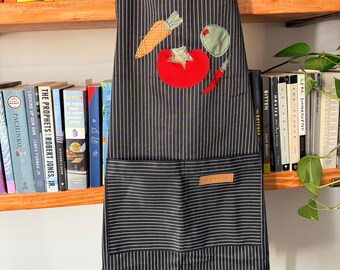 Upcycled handmade veggie patchwork apron!
