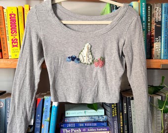 Upcycled handmade fruity Patchwork crop top