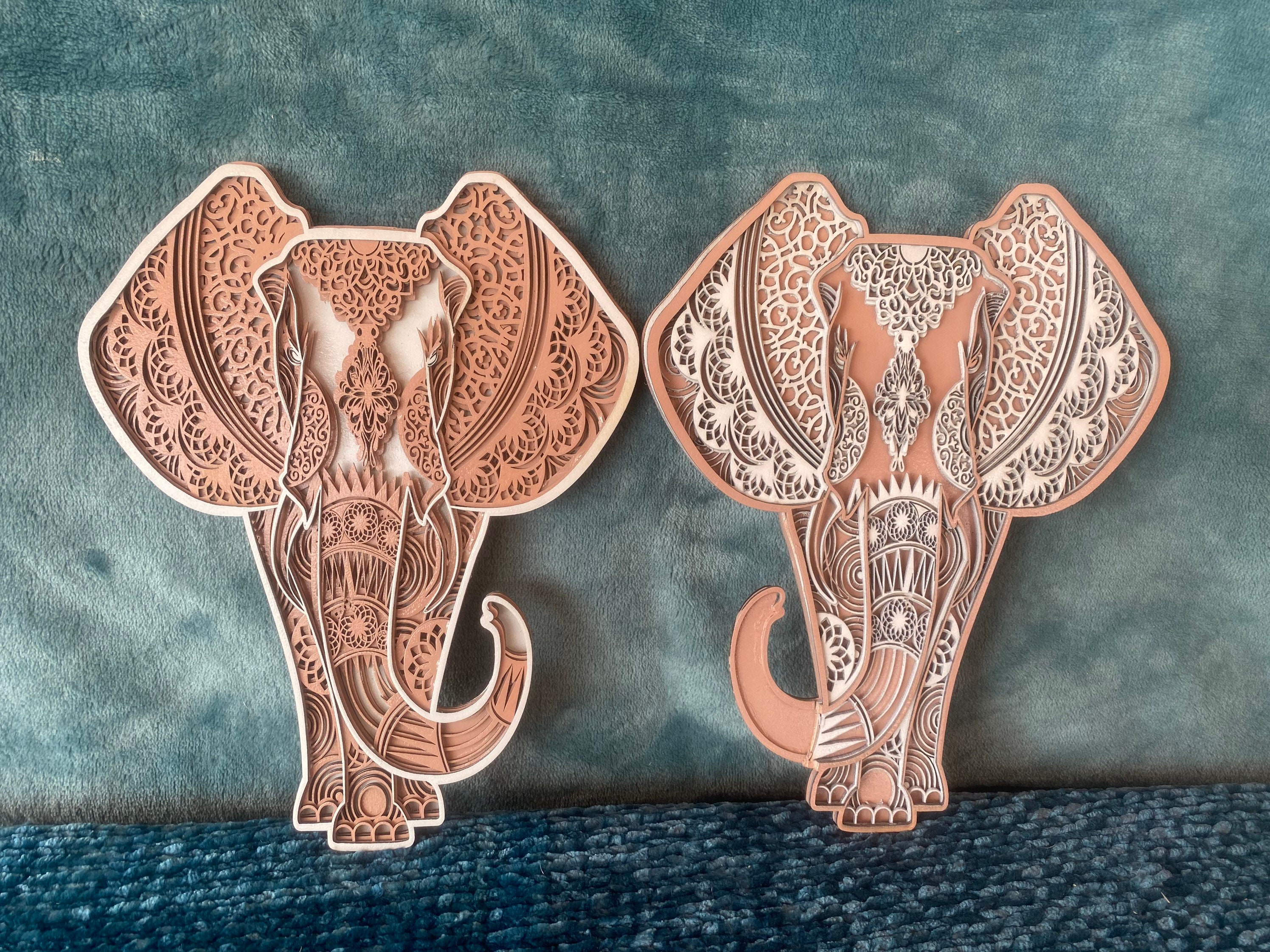 Multi Layered Laser Cut Elephants Set Etsy