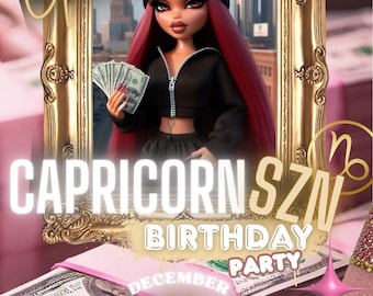 Invitación de cumpleaños de Capricornio - Plantilla editable para cualquier cumpleaños