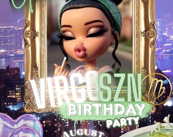 Invitación de cumpleaños para Virgo - Plantilla editable para cualquier cumpleaños