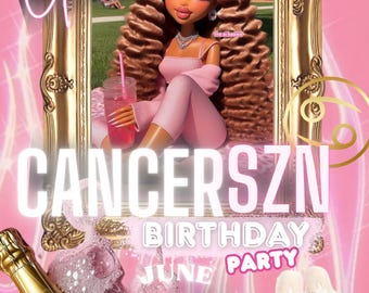 Invitación de cumpleaños para el cáncer de mama: plantilla editable para cualquier cumpleaños