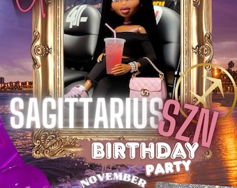 Invitación de cumpleaños de SAGITARIO SZN - Plantilla editable para cualquier cumpleaños
