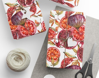 Pomegranate Pattern Wrapping Paper | Fruit Botanical Gift Wrap