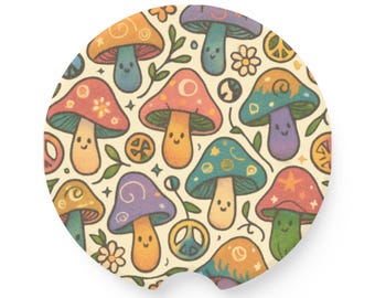 Posavasos retro con forma de seta / Esteatita colorida, diseño psicodélico