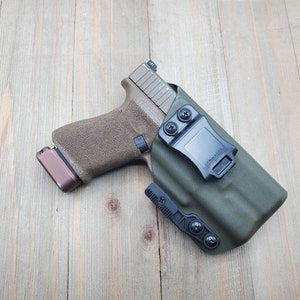 Made to fit Glock 19/19X/23/32 Surefire XC1 Light Bearing Kydex AIWB Appendix Holster ODG with Mod-Wing