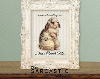 Don't Touch Me Victorian Rabbit, Rabbit, Bunny, Art. Poster, Print, 8x10, Instant, Digital, Download, Funny, Sarcastic