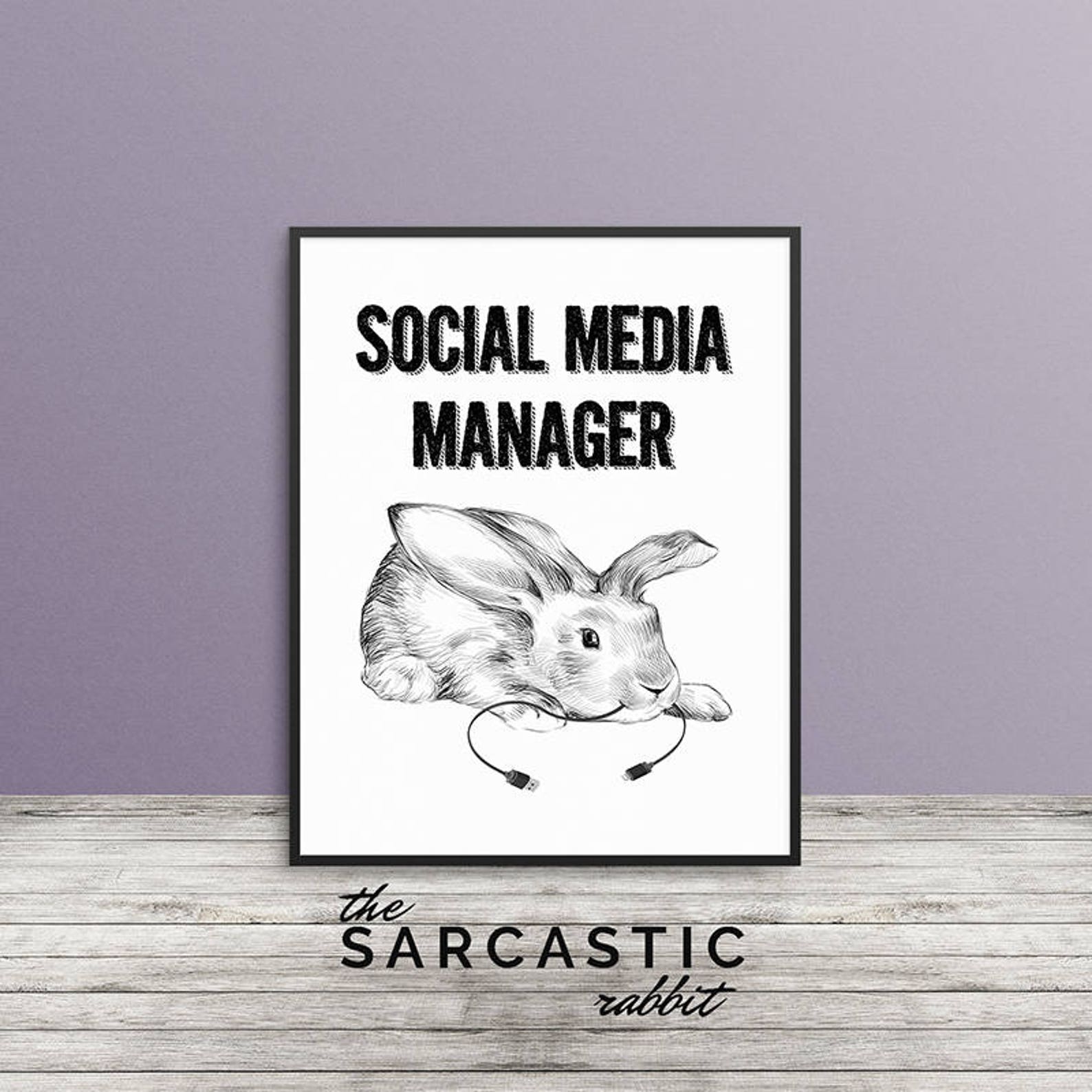Social Media Manager Rabbit Bunny Art Print Poster 8x10 - Etsy