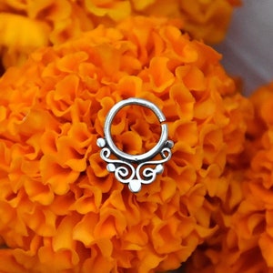 silver septum ring, septum piercing, ear piercing, Tagus, helix, daith, nipple, small hoop