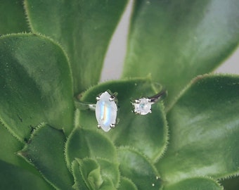 Silver ring, moonstone, stackable ring