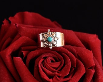 Bague de pied en argent et turquoise