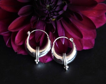 Small silver hoops earrings