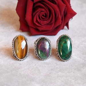 Big chunky silver ring with stones