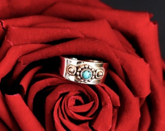 Bague en argent avec turquoise, bague de pied