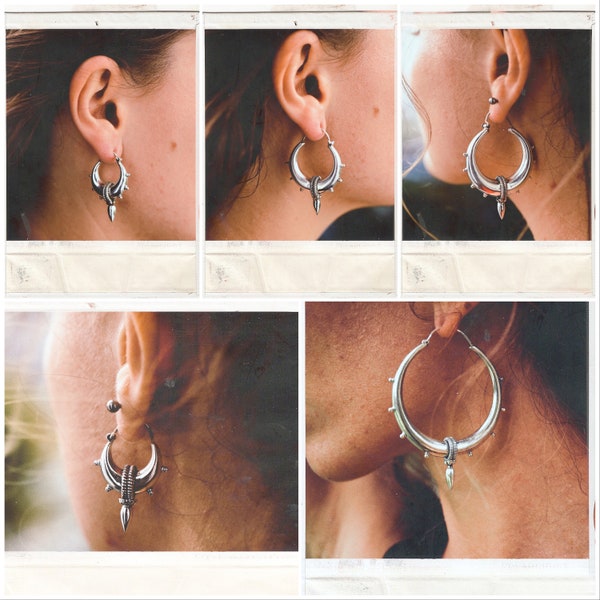 sterling silver tribal hoop earrings