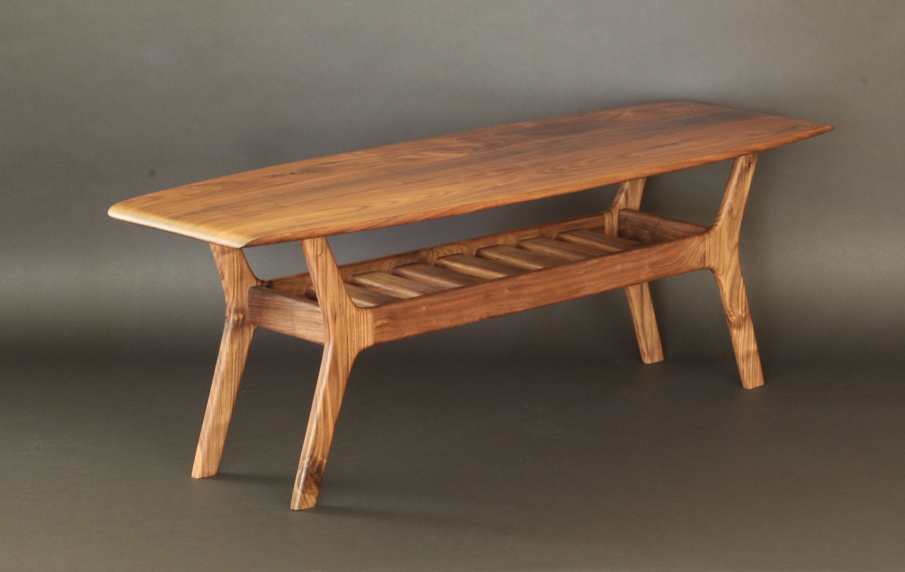 Noll Wide Body Danish Surfboard Coffee Table in Walnut