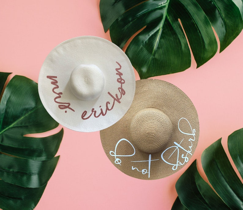 Personalized Sun Hat Floppy Sun Hat Beach Bride Hat Floppy Beach Hat Custom Personalized Floppy Hat Mrs Hat