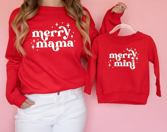 Merry Mama, Mama Sweatshirt, Christmas Sweatshirt, Mommy and Mini Set, Family Shirts, Mini Merry