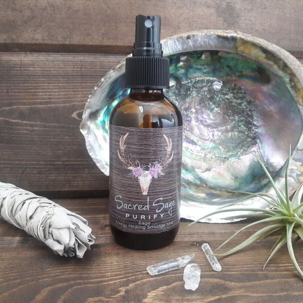 Sage Smudge Spray / Energy Healing Smudge Mist - 4oz / Smoke-Free Smudge / Clears Negative Energy / Meditation / Prayer / Ritual / Spiritual