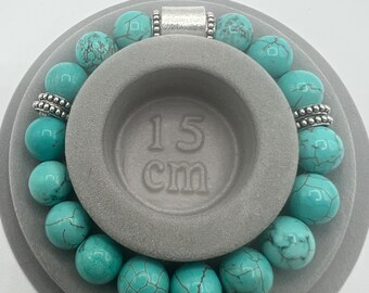 Turquoise Beaded Bracelet, Boho Gemstone Strength Jewelry, Eclectic Maximalist Calming Bracelet