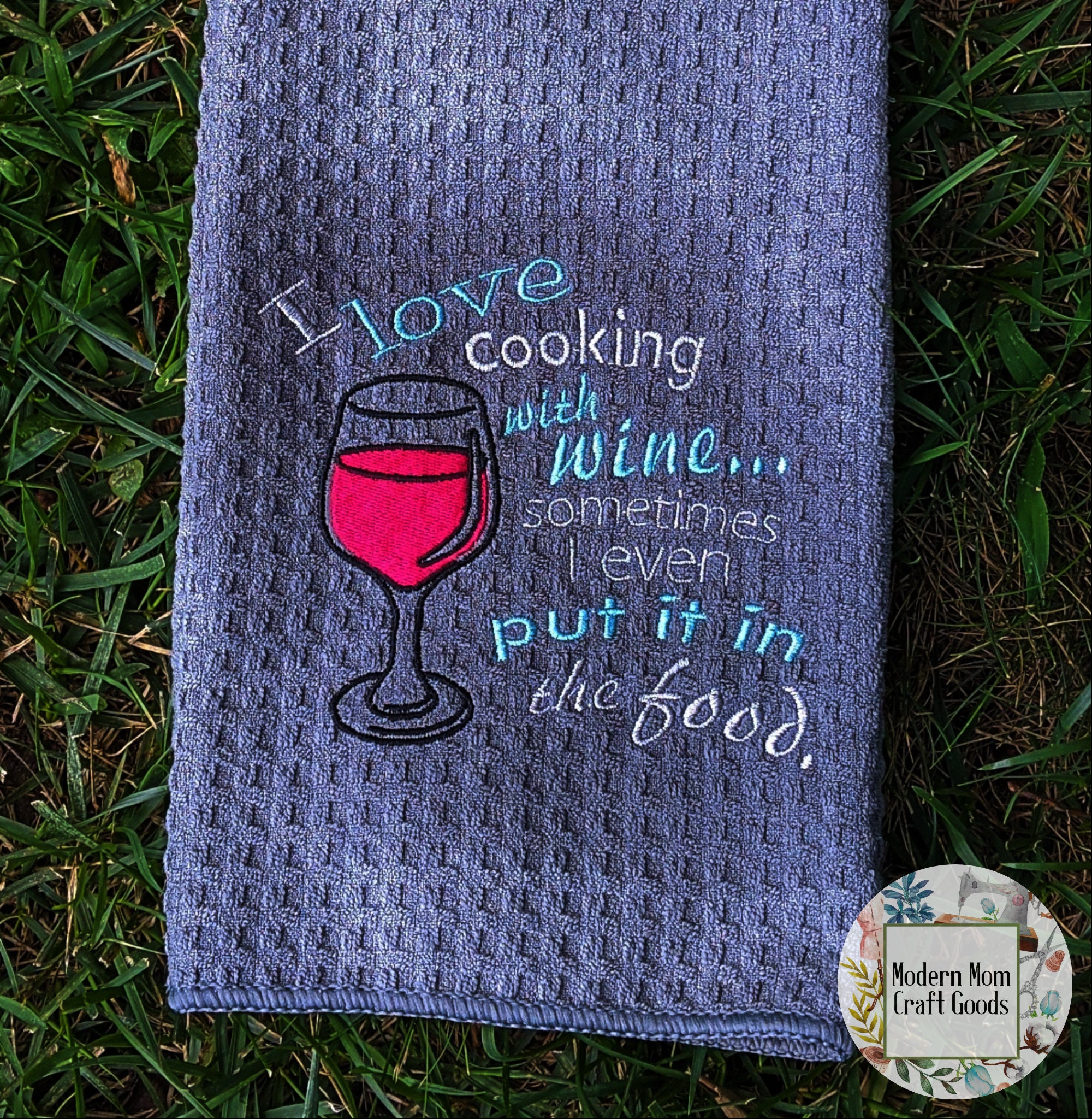 Embroidered Wine Saying Kitchen Towels humorous towels wine Etsy