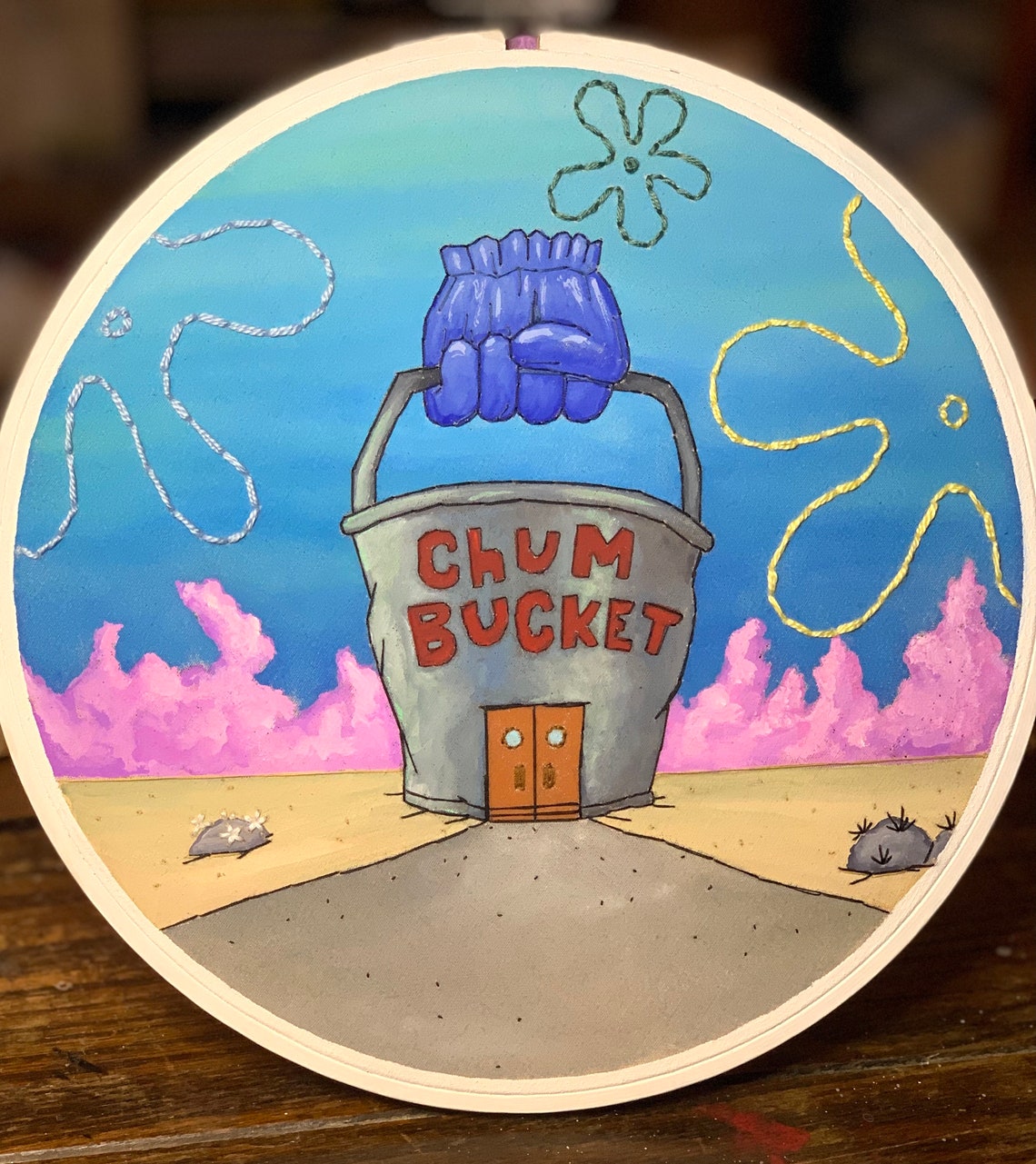 The Chum Bucket Embroidery Spongebob Squarepants Plankton Etsy