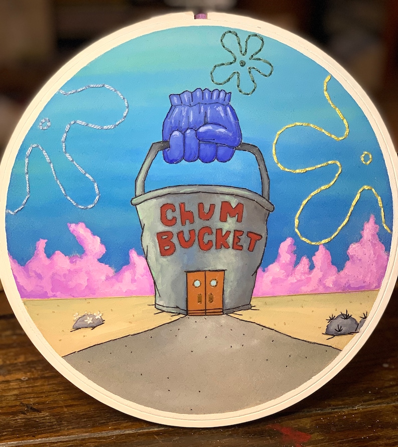 The Chum Bucket Embroidery spongebob squarepants plankton Etsy