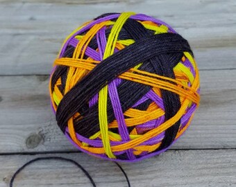 DYED TO ORDER: Hand Dyed Self Striping Halloween Sock Yarn - Goblins, Ghouls, and Pumpkins