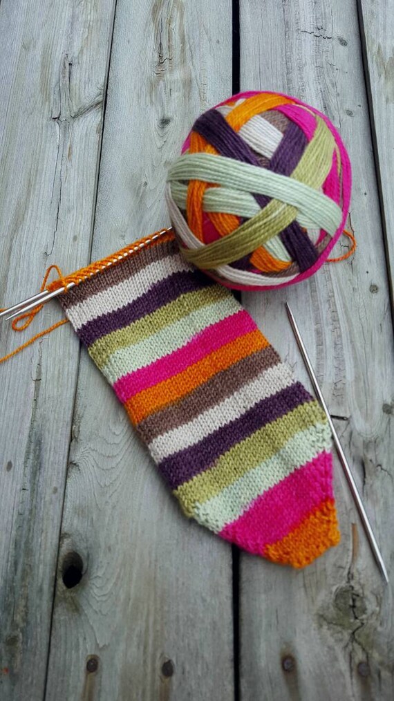 New!! DYED TO ORDER: Hand Dyed Self Striping 7 color Repeat Sock Yarn ~ Cactus Flower