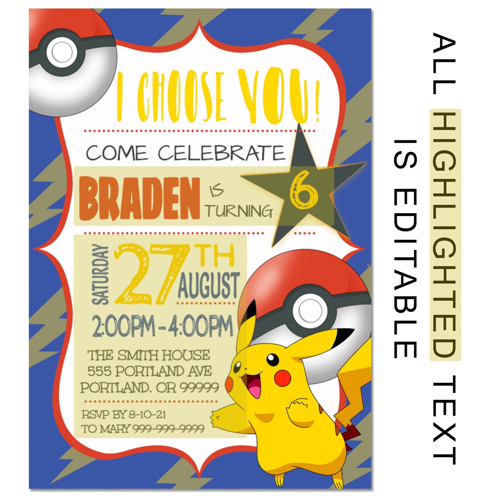 Pokemon Birthday Invitation // INSTANT DOWNLOAD | Etsy