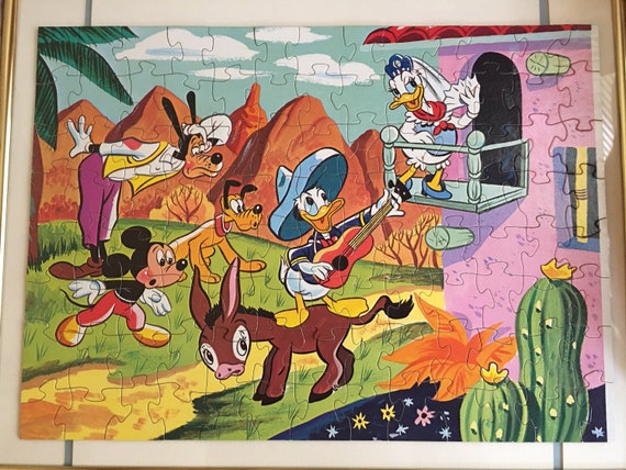 Mickey Mouse Goofy And Pluto Puzzle Vintage Complete P17 100