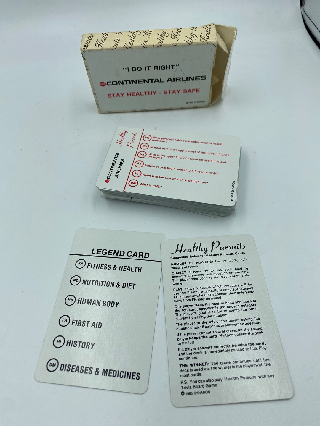 Vintage Continental Airlines Deck of Cards. Trivia Cards Not Etsy