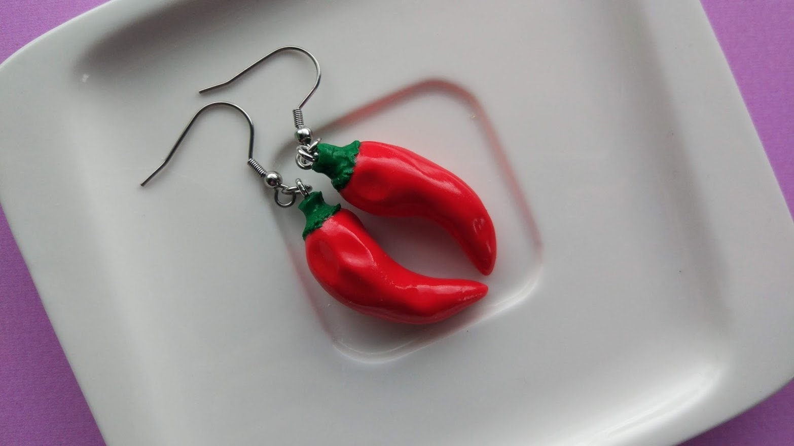 Red Chili Pepper Earrings Red Pepper Earrings Miniature Etsy
