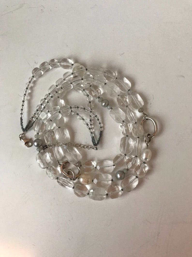 Silpada Large Quartz Bead 3 Strand Necklace white Etsy