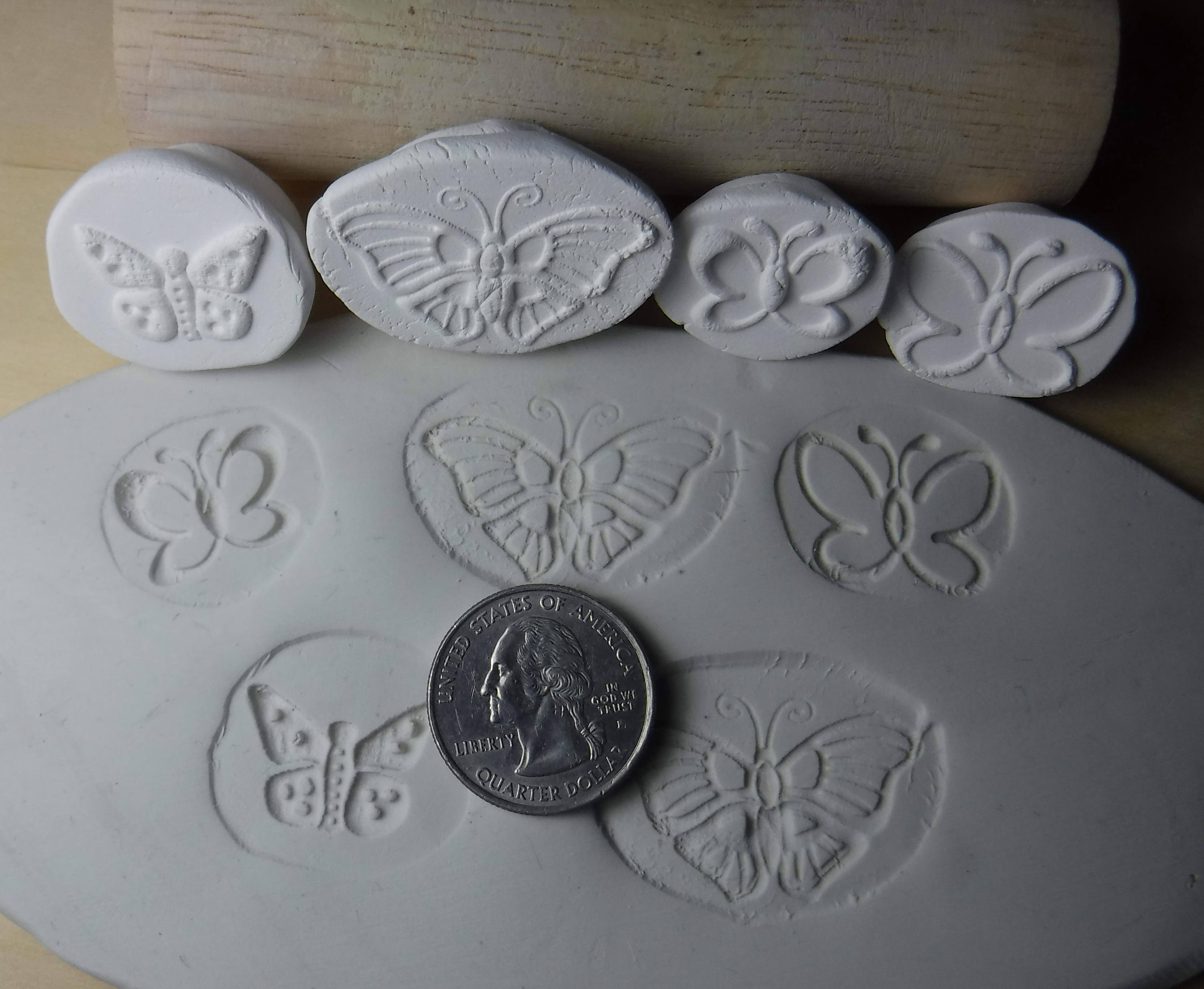 4 Butterfly Clay Stamps // Butterfly Pottery Texture Ceramic Etsy
