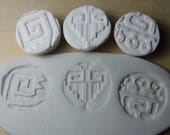 3 clay stamps / pottery tools / Aztec, Mayan, Celtic, Native / textural stamps / ceramic stamps / texture stamp / porcelain stamp A33